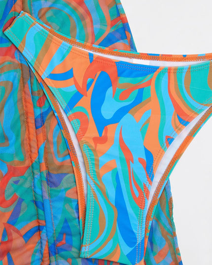 Gradient Tie-Dye Printed Three-Piece Swimsuit Set | ZAKAPOP