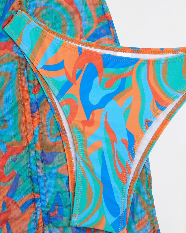 Gradient Tie-Dye Printed Three-Piece Swimsuit Set | ZAKAPOP