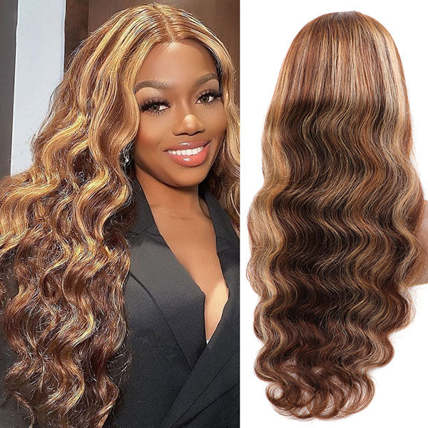 [BOGO] Junoda Balayage Highlight Brown Blonde 13x4 Lace Front Wig Body Wave Lace Frontal Wigs junoda