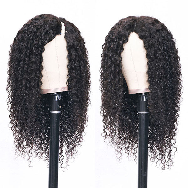 [BOGO] Junoda Jerry Curly V Part Wig Meets Real Scalp Thin U Part Glueless Wigs junoda