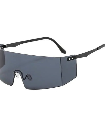 OEC CPO Fashion Rimless Sunglasses Women Men Big Flat Top Glasses Oversized Sunglasses Female Mirror Goggle UV400 O596