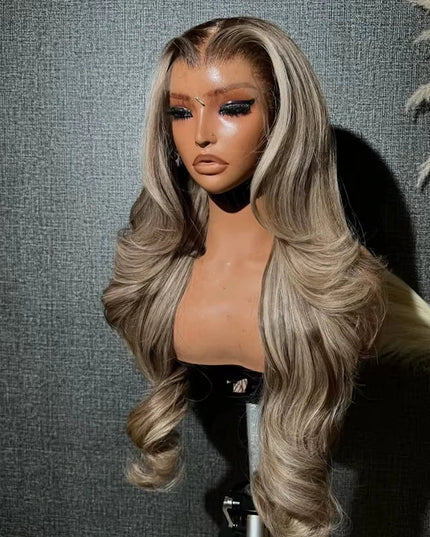 100% Virgin Cuticle Aligned Human Hair Glueless Lace Wigs Highlight Blonde Dark Root Reddish Mix Hair Pre-Plucked for Women Caethelstore.com