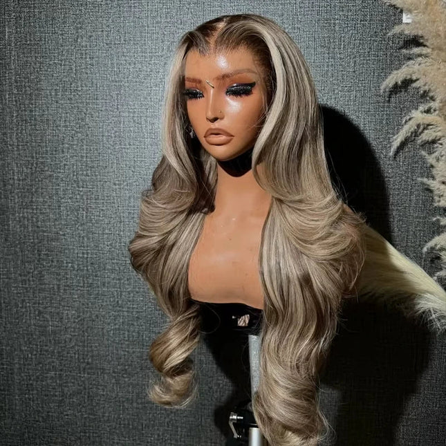 100% Virgin Cuticle Aligned Human Hair Glueless Lace Wigs Highlight Blonde Dark Root Reddish Mix Hair Pre-Plucked for Women Caethelstore.com