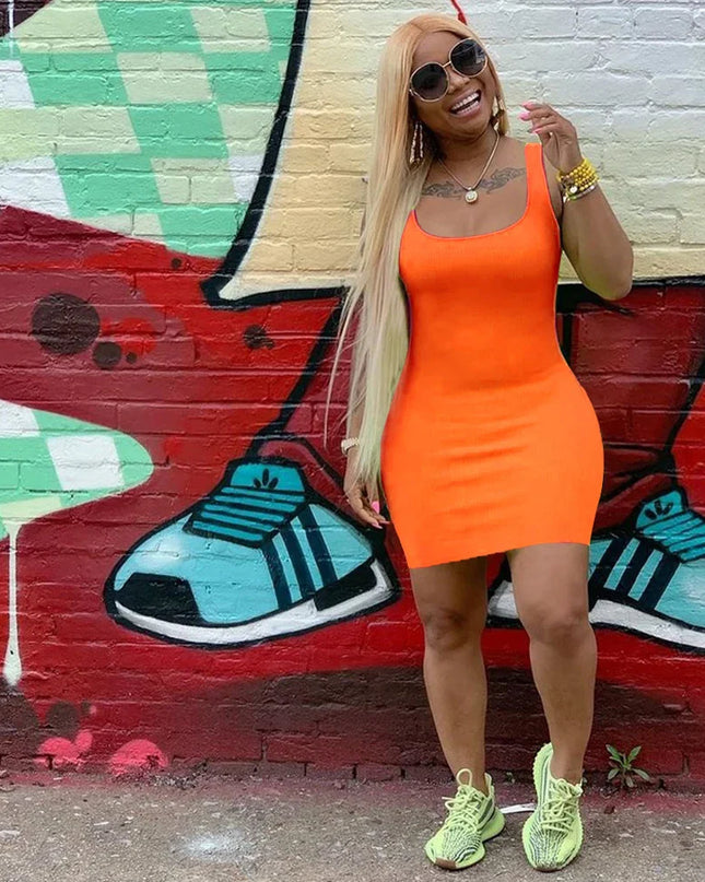 2023 Summer New Women's Solid Color Strap Casual Dress Urban Fashion Icon