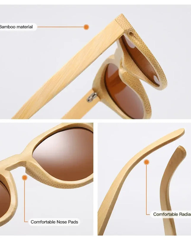 GM Natural Bamboo Sunglasses Women Polarized UV400 Brand Designer Classic Sun glasses Men Vintage Wooden Sunglasses S824
