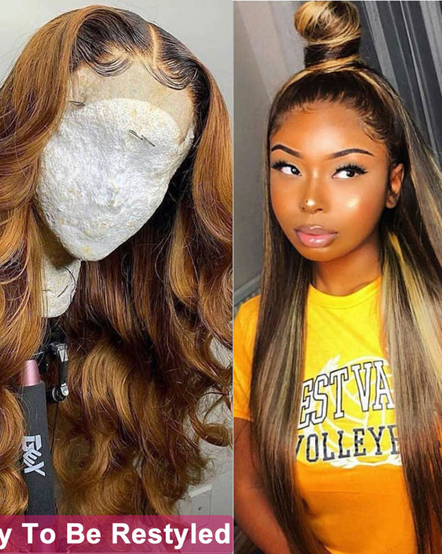 Junoda Hair Highlight Straight Hair 13x4 Lace Front Human Hair Wig Malaysian Remy Hair Flash Deal junoda