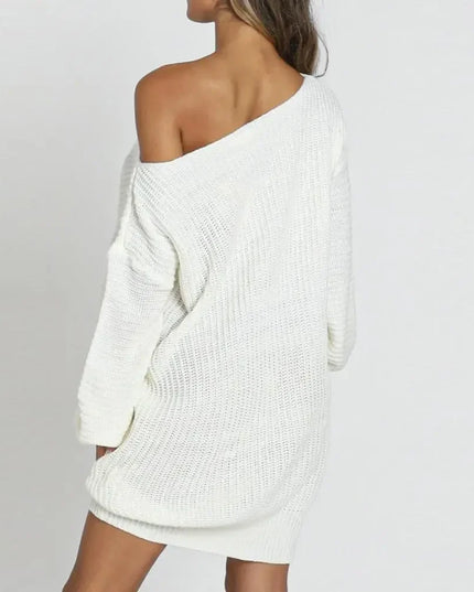 Cryptographic Casual Knitted Mini Dress Women Autumn Winter Sweaters Balloon Long Sleeve Knitwear Women's Dresses Loose Jersey