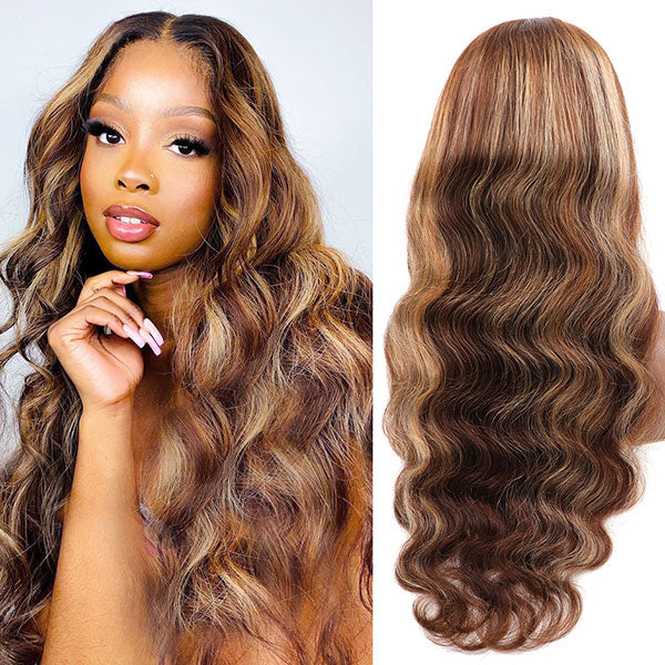 [BOGO] Junoda Balayage Highlight Brown Blonde 13x4 Lace Front Wig Body Wave Lace Frontal Wigs junoda