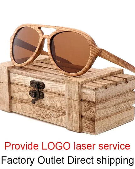 Vintage Wooden Polarized Driving Sunglasses UV400