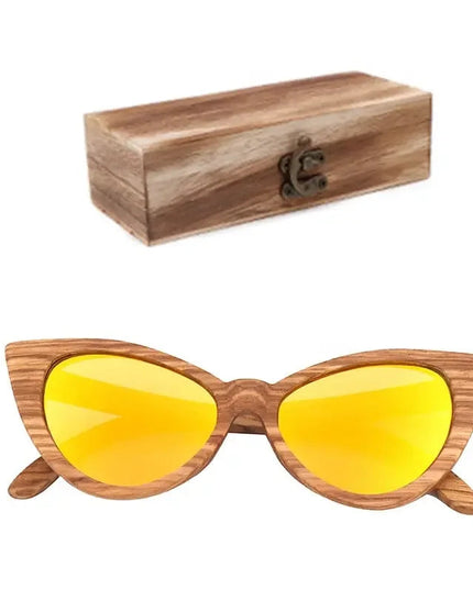 Luxury Fashion Polarized Sunglasses For Women Cat eye Sunglasses Wood Glasses With box Wooden ocularia solaria Gafas de sol