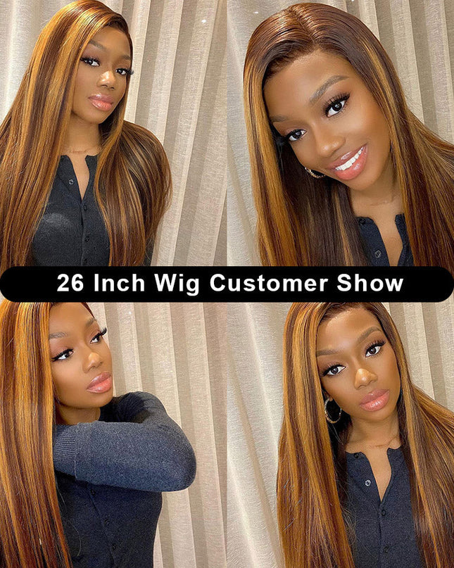 Junoda Hair Highlight Straight Hair 13x4 Lace Front Human Hair Wig Malaysian Remy Hair Flash Deal junoda