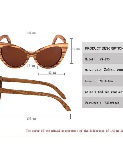Luxury Fashion Polarized Sunglasses For Women Cat eye Sunglasses Wood Glasses With box Wooden ocularia solaria Gafas de sol