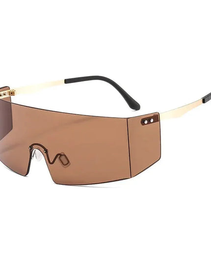 OEC CPO Fashion Rimless Sunglasses Women Men Big Flat Top Glasses Oversized Sunglasses Female Mirror Goggle UV400 O596