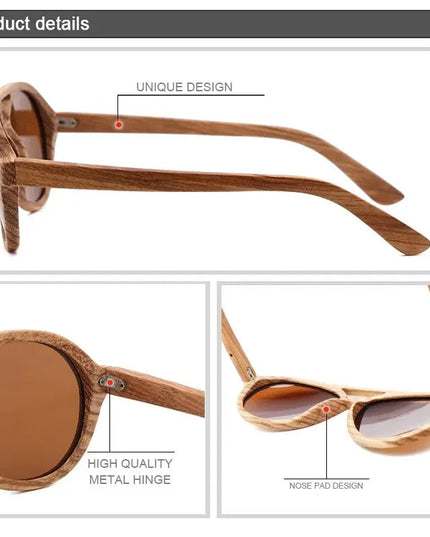 Vintage Wooden Polarized Driving Sunglasses UV400