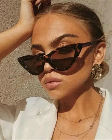 Cat Eye Fashion Sunglasses Women Vintage small Leopard Triangle Sunglasses Retro Female Eyewear UV400 Brand Designer Retro
