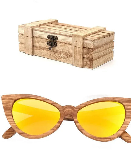Luxury Fashion Polarized Sunglasses For Women Cat eye Sunglasses Wood Glasses With box Wooden ocularia solaria Gafas de sol