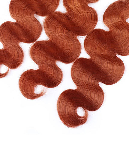 Ginger Blonde Body Wave Hair Bundles with 4x4 Closure Ombre Human Hair Weave junoda