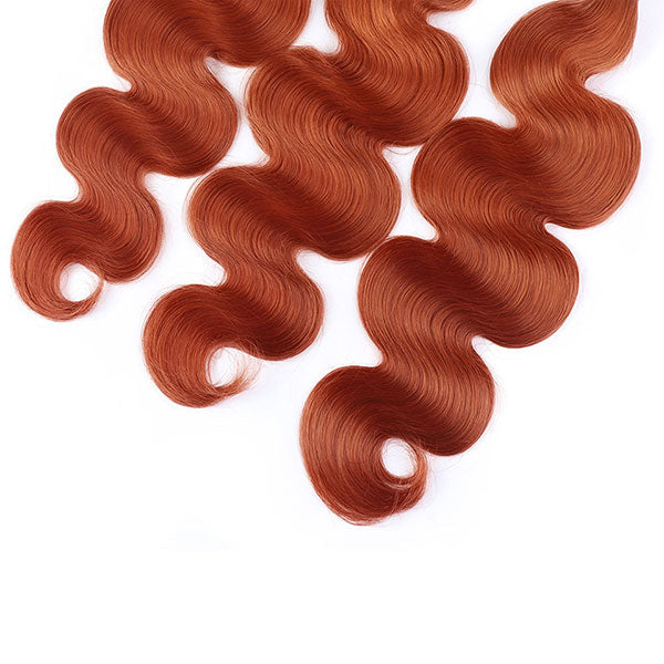 Ginger Blonde Body Wave Hair Bundles with 4x4 Closure Ombre Human Hair Weave junoda