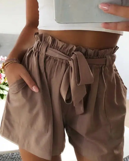 Women's High Waist Elastic Wide Leg Casual Shorts