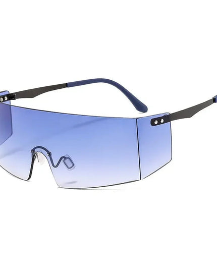 OEC CPO Fashion Rimless Sunglasses Women Men Big Flat Top Glasses Oversized Sunglasses Female Mirror Goggle UV400 O596