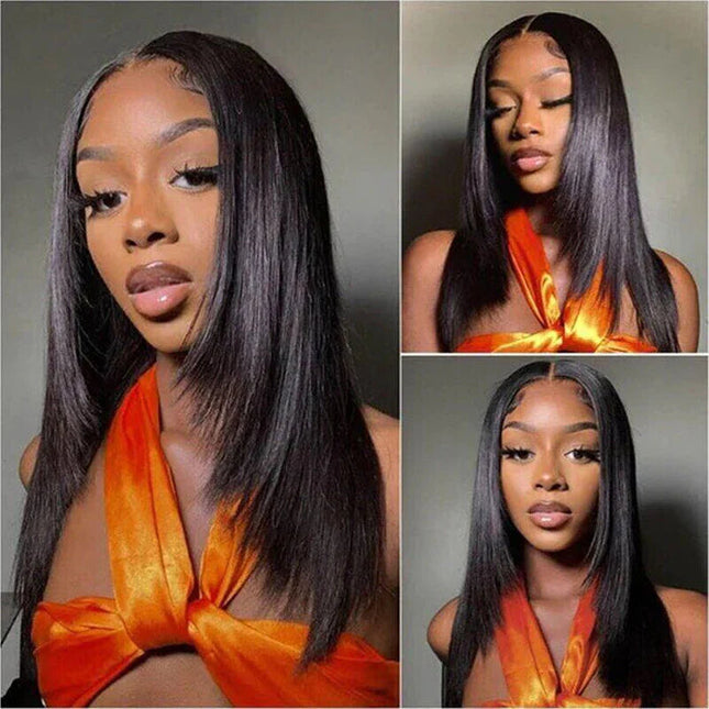 Layered Cut Pre-plucked  Knots Glueless Lace Wig 100% Silk Straight Human Hair Wigs junoda