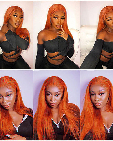 Junoda Ginger Blonde Straight Hair 4x4 Lace Closure Wig 150% Density junoda