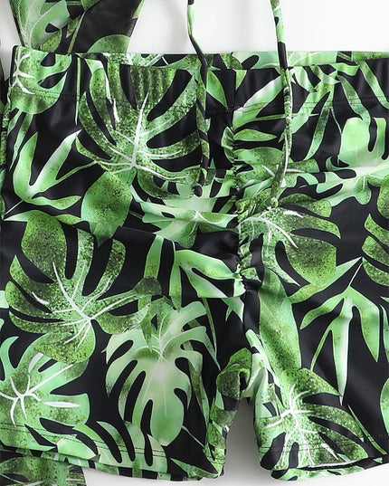 Women's Coconut Tree Print Three-Piece Set Swimsuit with Long-Sleeve Ins Hoodie | ZAKAPOP