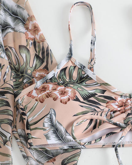 Women's Coconut Tree Print Three-Piece Set Swimsuit with Long-Sleeve Ins Hoodie | ZAKAPOP