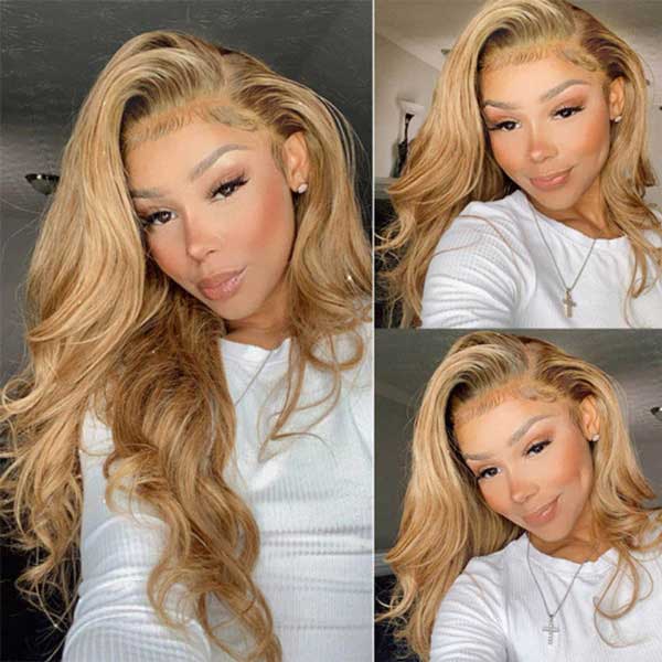 Olivanie Recommend Junoda Body Wave Caramel Blonde Human Hair Wigs Color 27 4x4 13x4 Lace Wig junoda