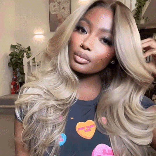 Highlight Honey Blonde Lace Front Body Wave Transparent Lace Wig 100% Human Hair Glueless Wig junoda