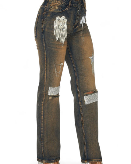 Dreaming Of You Rhinestone Fringe Denim Pant Jeans