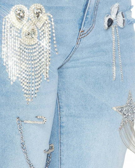 Dreaming Of You Rhinestone Fringe Denim Pant Jeans