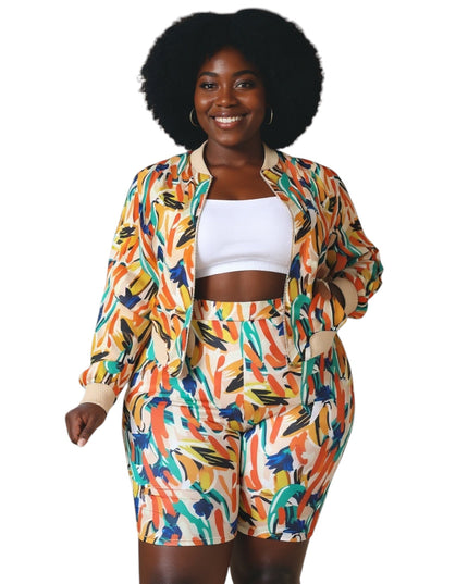 Plus Size 2 Piece Biker Short Set