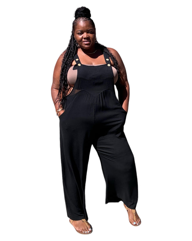 Plus Size Lazy Day Overalls In Black