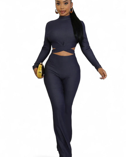Navy Two Piece Pants Set
