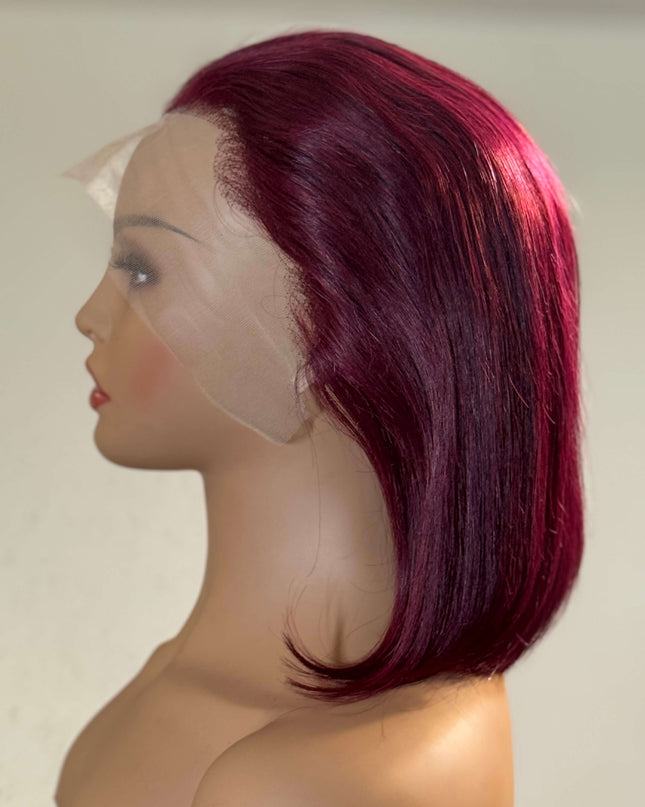 Ruby Cut – Straight Bob Lace Front Wig (Burgundy Red)