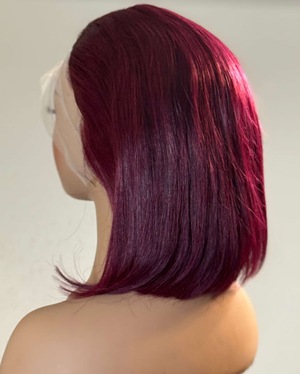 Ruby Cut – Straight Bob Lace Front Wig (Burgundy Red)