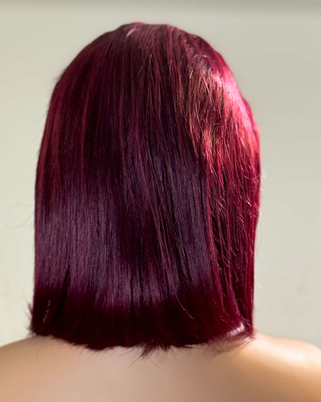 Ruby Cut – Straight Bob Lace Front Wig (Burgundy Red)