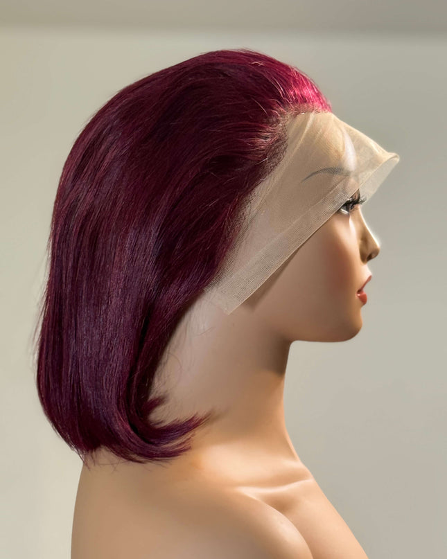 Ruby Cut – Straight Bob Lace Front Wig (Burgundy Red)