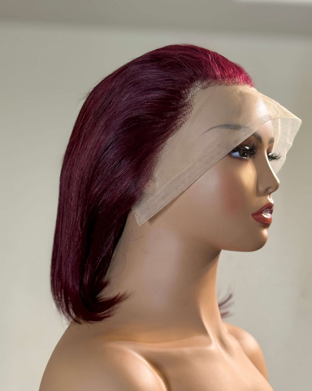 Ruby Cut – Straight Bob Lace Front Wig (Burgundy Red)