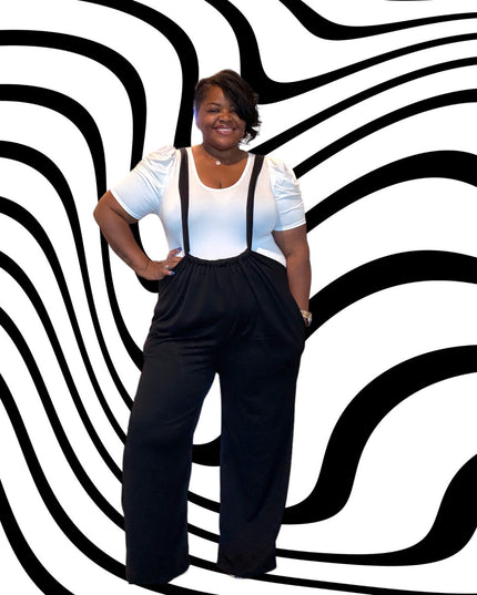 Plus Size Boho Chic Wide Leg Suspender Pants