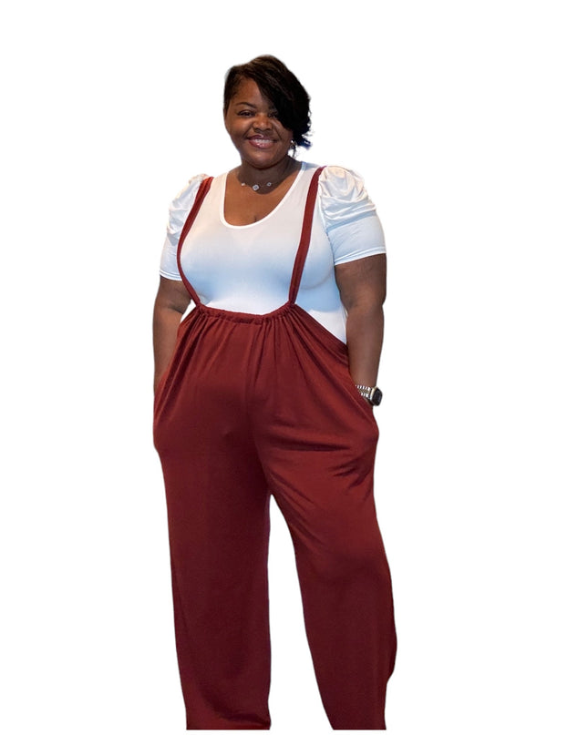 Plus Size Boho Chic Wide Leg Suspender Pants