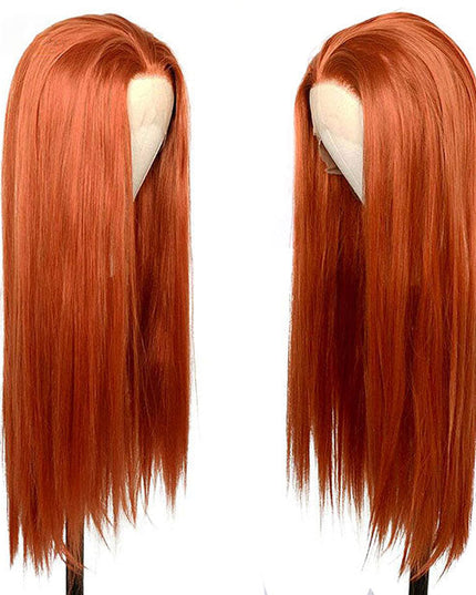 Junoda Ginger Color Transparent Lace Frontal Wigs Brazilian Straight Human Hair Wigs junoda