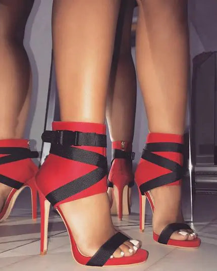 Summer New Peep-Toe Strappy High Heels
