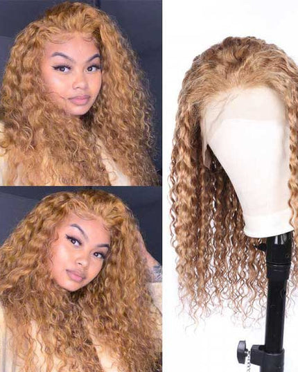 Junoda 27 Color Caramel Honey Blonde Deep Wave Premade Human Hair Lace Wig junoda