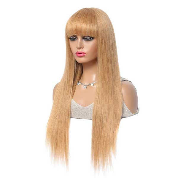 Junoda 27 Color Straight Human Hair Wig with Bangs Glueless Wig junoda