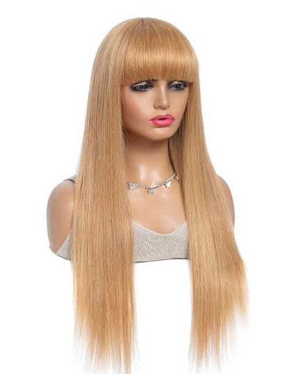 Junoda 27 Color Straight Human Hair Wig with Bangs Glueless Wig junoda