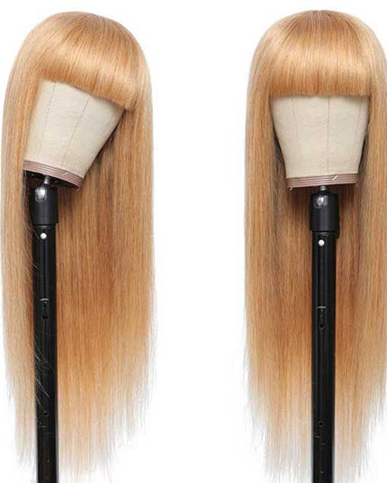 Junoda 27 Color Straight Human Hair Wig with Bangs Glueless Wig junoda