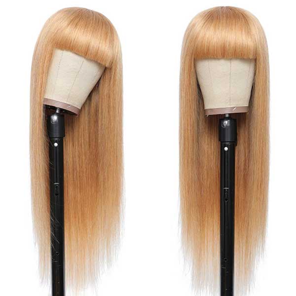 Junoda 27 Color Straight Human Hair Wig with Bangs Glueless Wig junoda