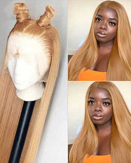 Queenleoraisback Recommend Junoda 27 Color Straight Human Hair Wigs Caramel Blonde Transparent Lace Front Wig junoda